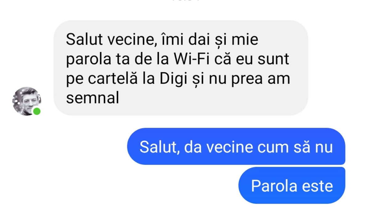 BANC | „Vecine, îmi dai și mie parola ta de la Wi-Fi, că eu sunt pe cartelă Digi și nu prea am semnal?”