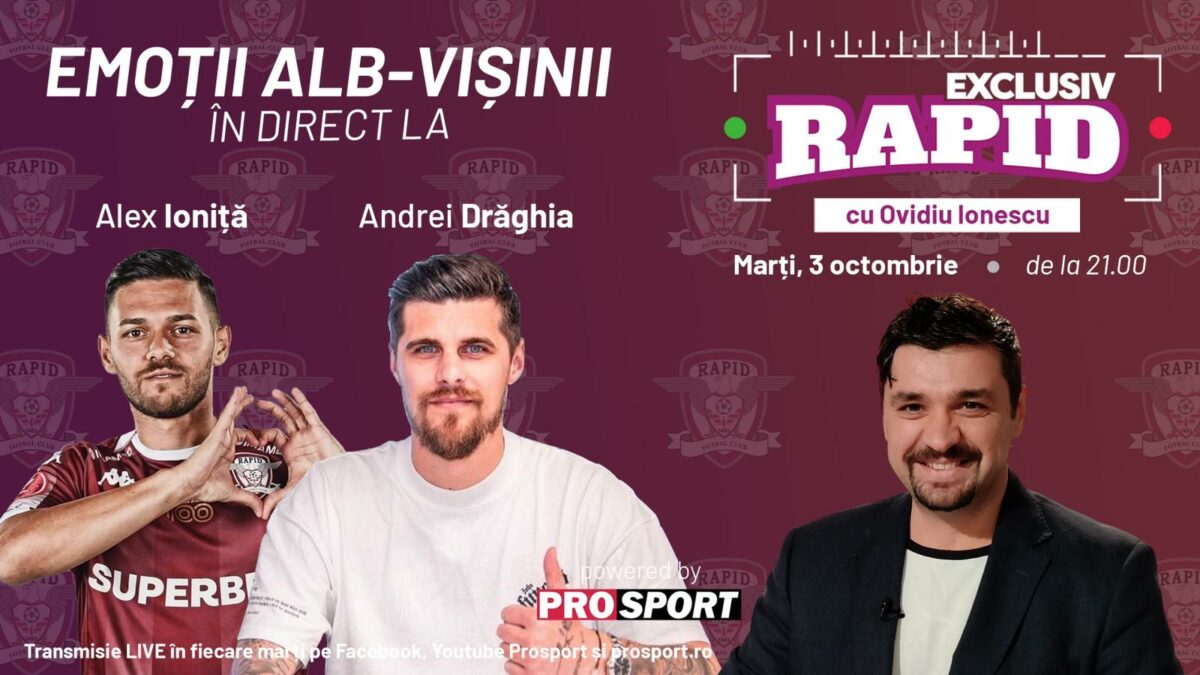 Cei mai vechi jucători de la Rapid vin la EXCLUSIV RAPID marți, 3 octombrie, ora 21.00