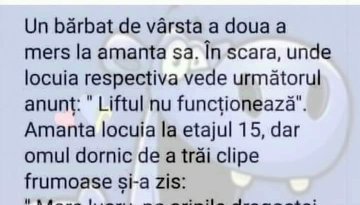 BANCUL ZILEI | Bărbatul de vârsta a doua și amanta de la etajul 15