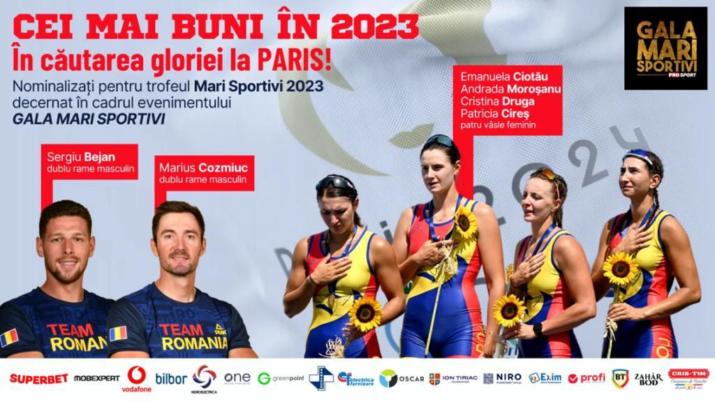 Gala Mari Sportivi ProSport 2023. Aurul, mai aproape ca niciodată! Ținem pumnii la Jocurile Olimpice echipajelor de canotaj duble rame masculin și patru vâsle feminin