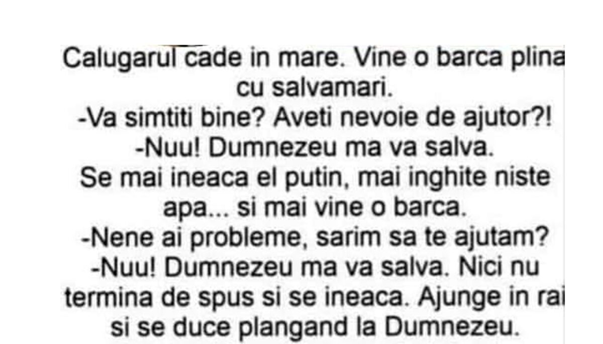 BANC | Călugărul și barca plină cu salvamari