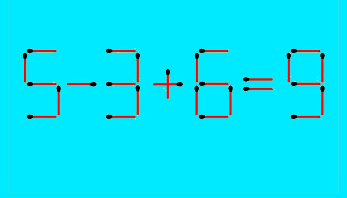 Test de inteligență | Adăugați un chibrit pentru a corecta 5 – 3 + 6 = 9