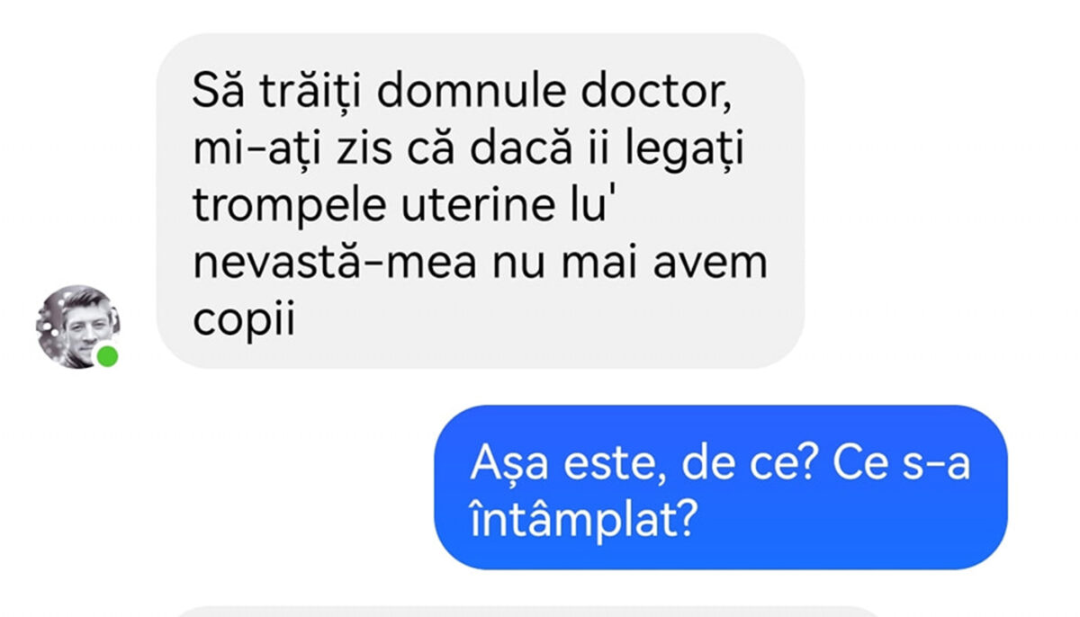 BANC | „Domnule doctor, mi-ați zis că, dacă îi legați trompele uterine lu’ nevastă-mea, nu mai avem copii”