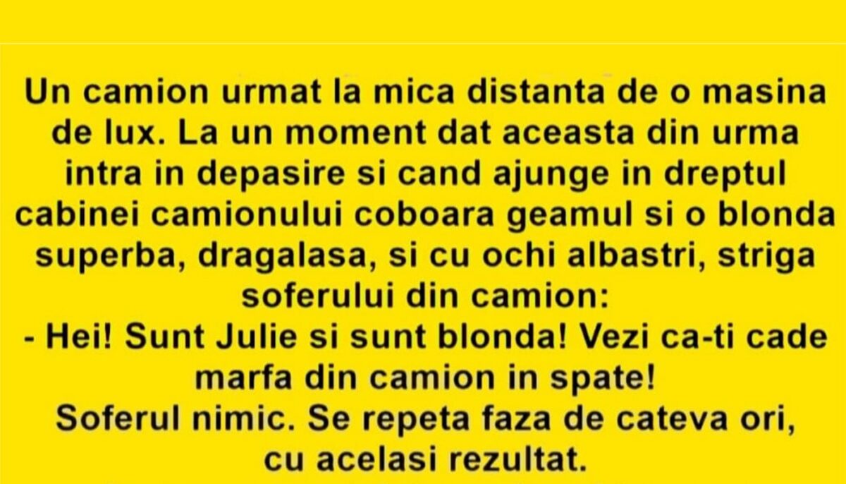 Bancul începutului de săptămână | „Sunt Julie și sunt blondă!”