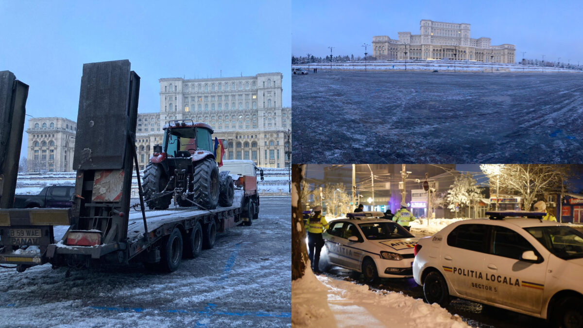 Răsturnare de situație în cazul protestului fermierilor din București! Doar un tractor pe platformă a apărut în Piața Constituției. LIVE UPDATE