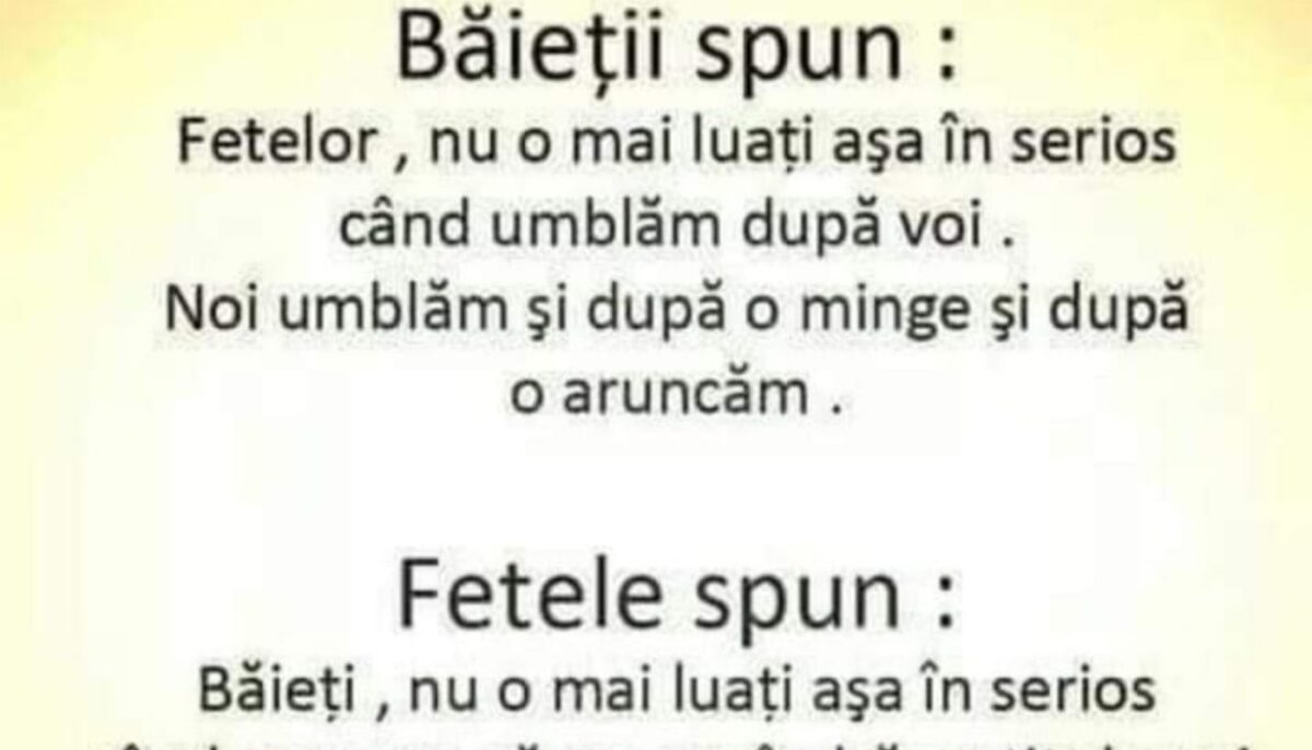 Bancul începutului de săptămână | Băieți VS fete