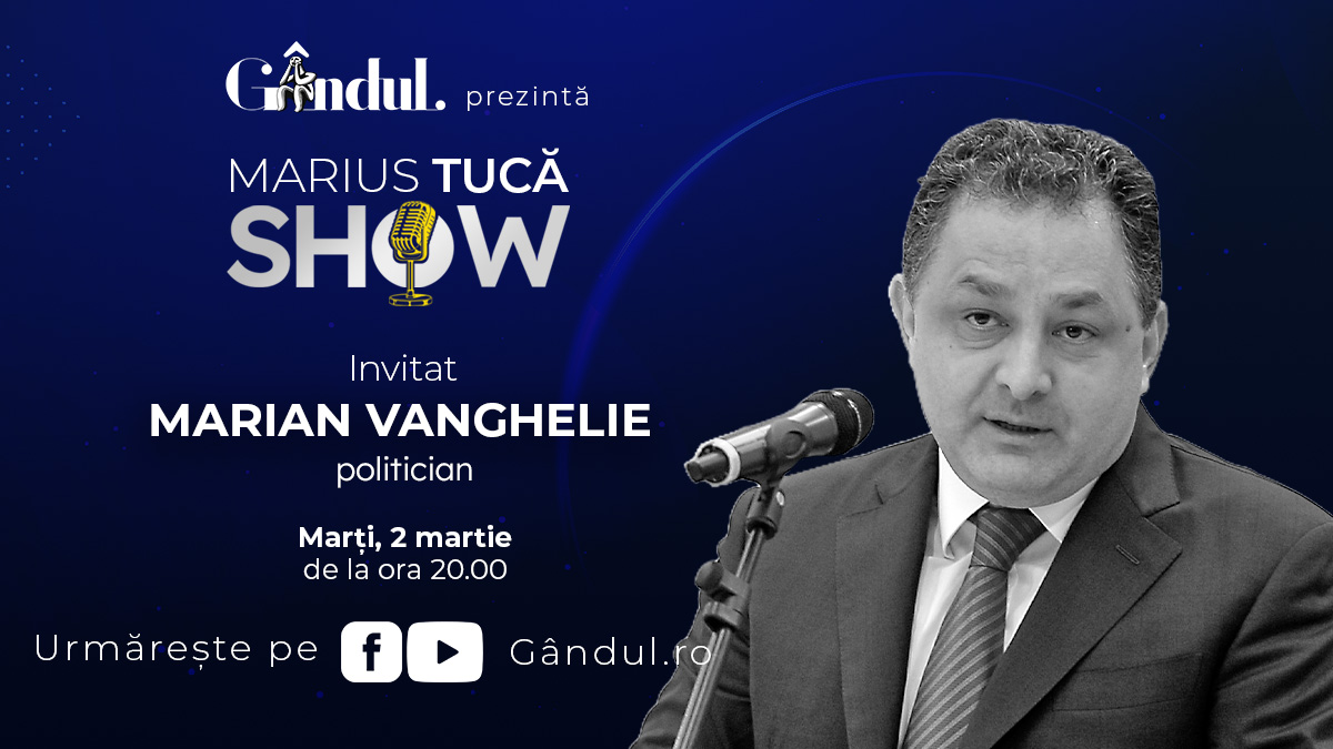 Marius Tucă Show începe marți, 02 aprilie, de la ora 20.00, live pe gândul.ro. Invitat: Marian Vanghelie