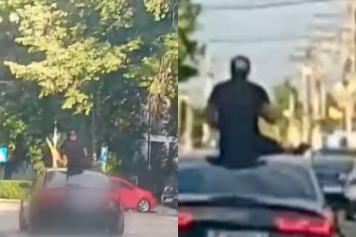 Scene șocante în Turnu Măgurele! Doi bărbați au amenințat cu pistoalele trecătorii de pe plafonul mașinii. VIDEO