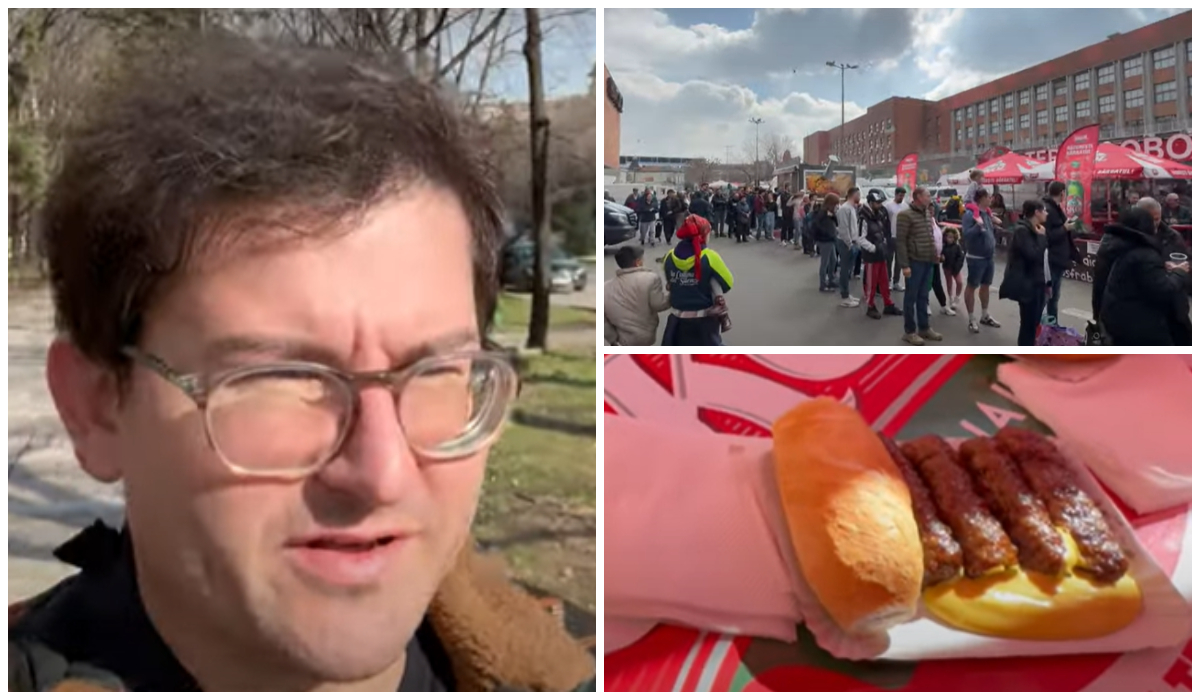 Un german a venit în București, să mănânce mici în Piața Obor. Cum a reacționat turistul când a văzut coada de sute de persoane