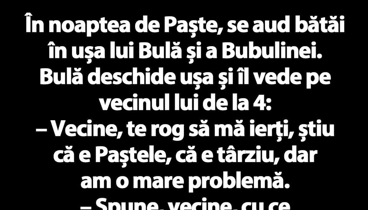 BANC | Cine bate în noaptea de Paște la ușa lui Bulă