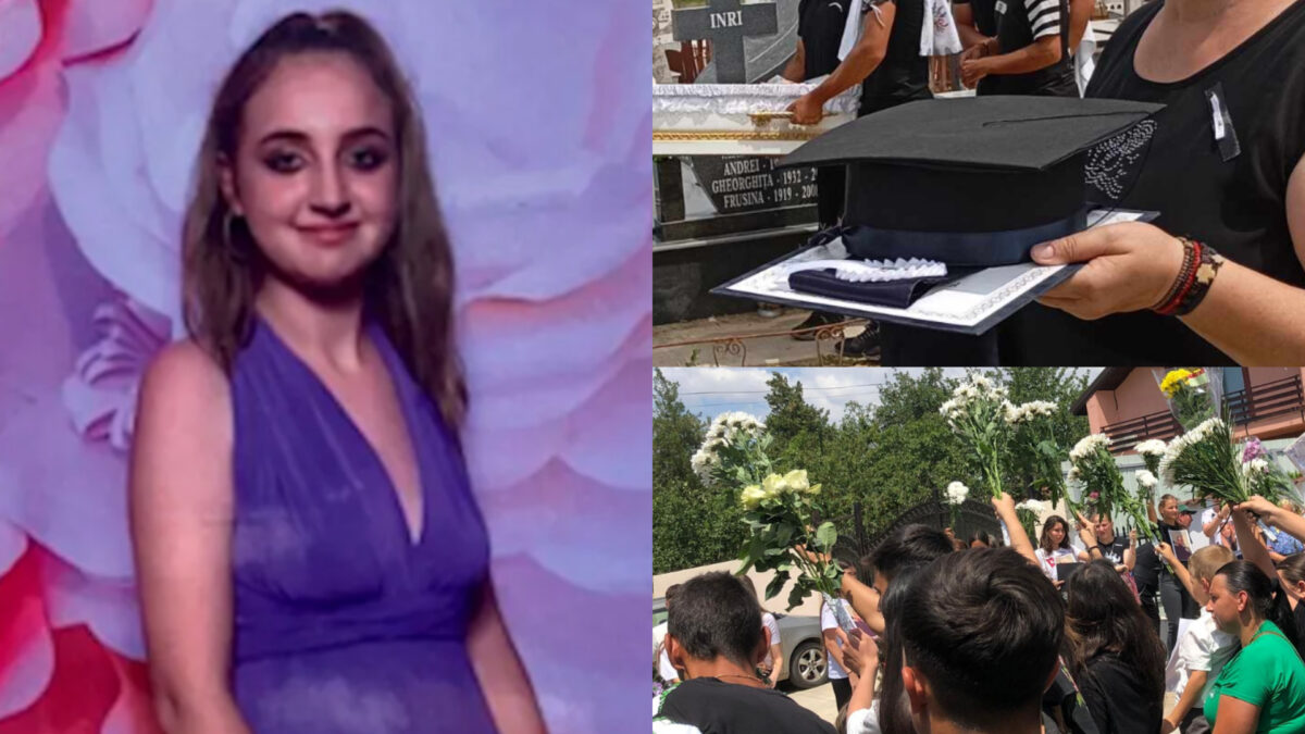 Imagini sfâșietoare de la înmormântarea Alexandrei, tânăra de 17 ani ucisă de iubit într-o cameră de hotel: „Astăzi ne-am luat la revedere de la tine”