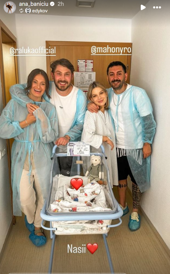 Ana Baniciu și Edi Kovacs, alături de nașii copilului/ Sursa foto: Instagram