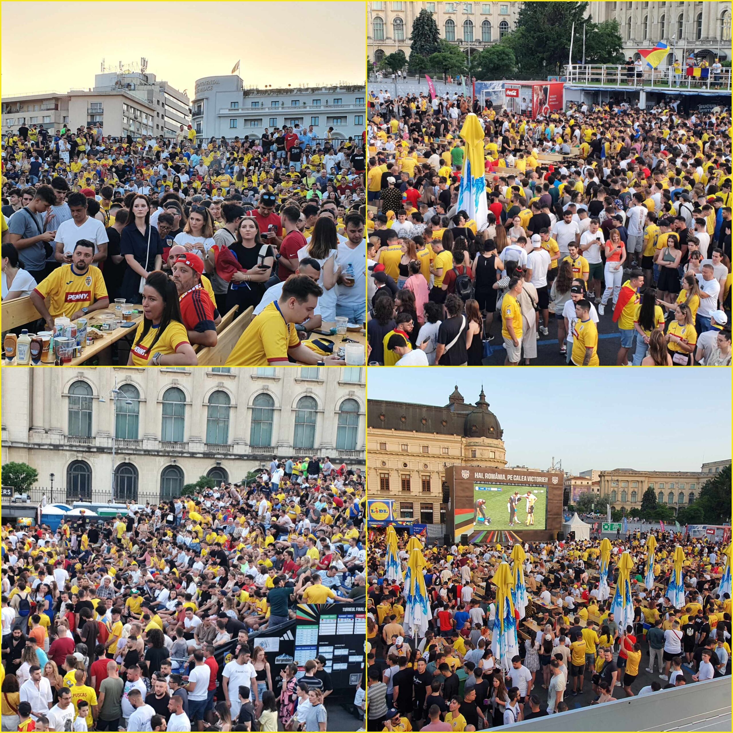 Imagini din fan zone-ul din Piaţa George Enescu