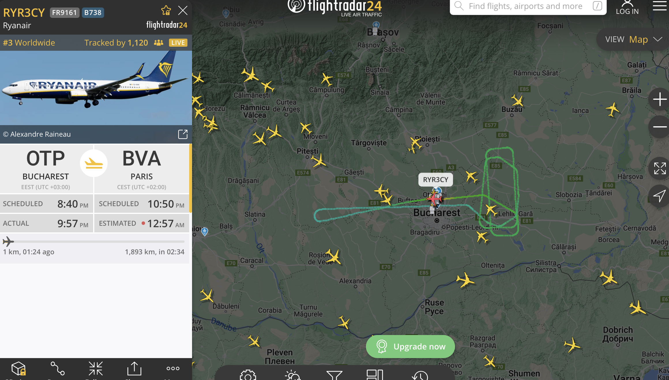 Foto: Captură Flightradar 