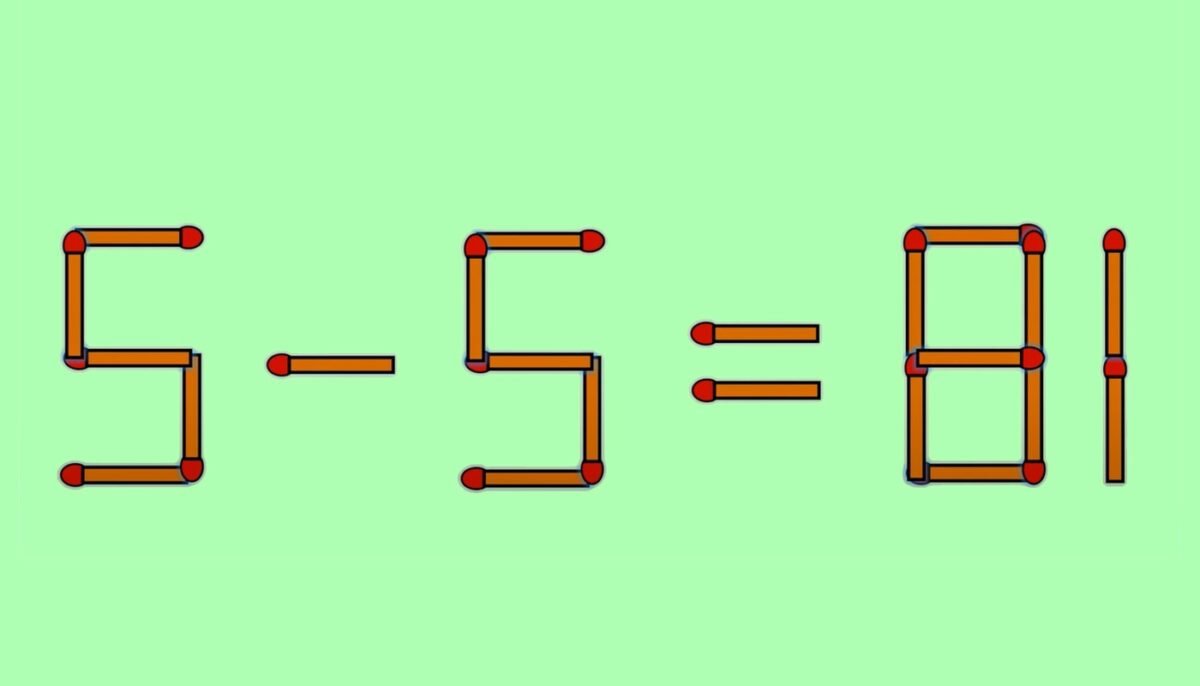 Test de inteligență pentru genii | Corectați 5-5=81, mutând un singur chibrit!