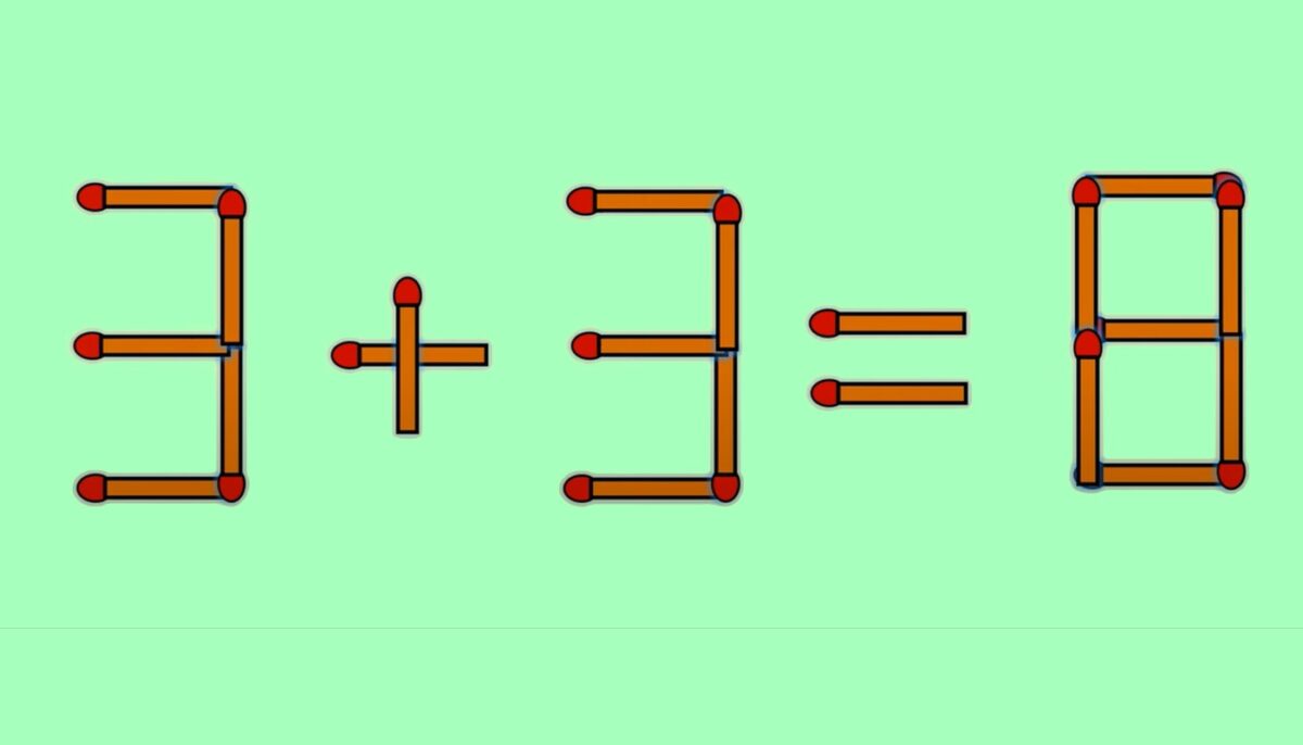 Test IQ cu chibrituri | Mutați un singur băț, pentru a corecta 3 + 3 = 8