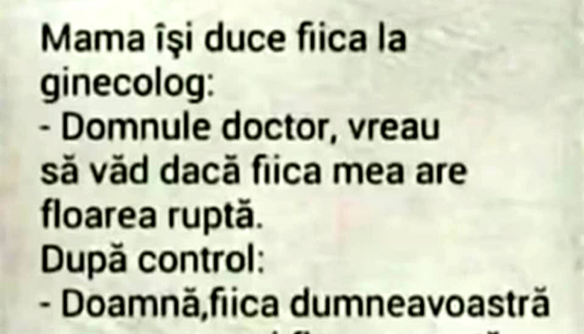 Bancul de weekend | Mama își duce fiica la ginecolog