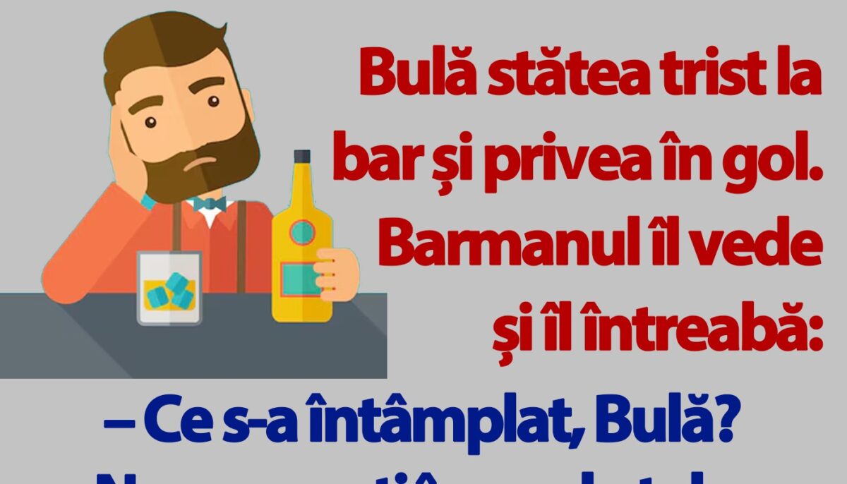 BANC | Bulă stătea trist la bar și privea în gol