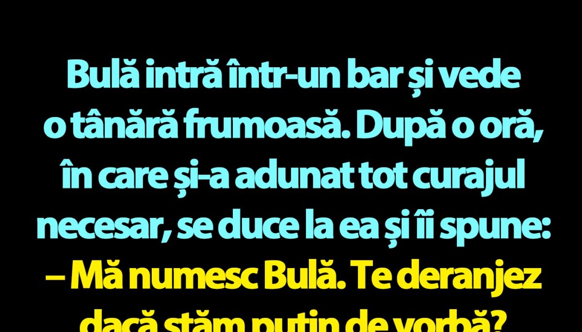 BANC | Bulă intră într-un bar și vede o tânără frumoasă