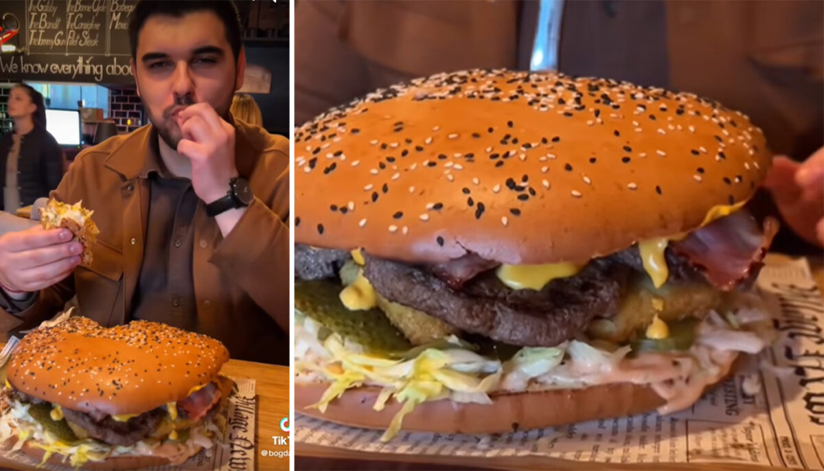 Acest client a încercat celebrul burger de 2 kilograme din Brașov. Câți lei a plătit