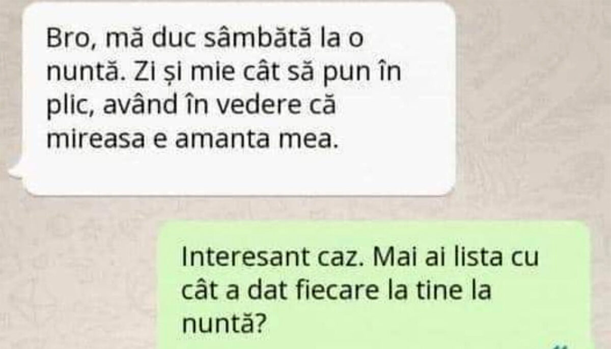 BANC | Cât se pune în plic la nuntă, dacă mireasa este amanta