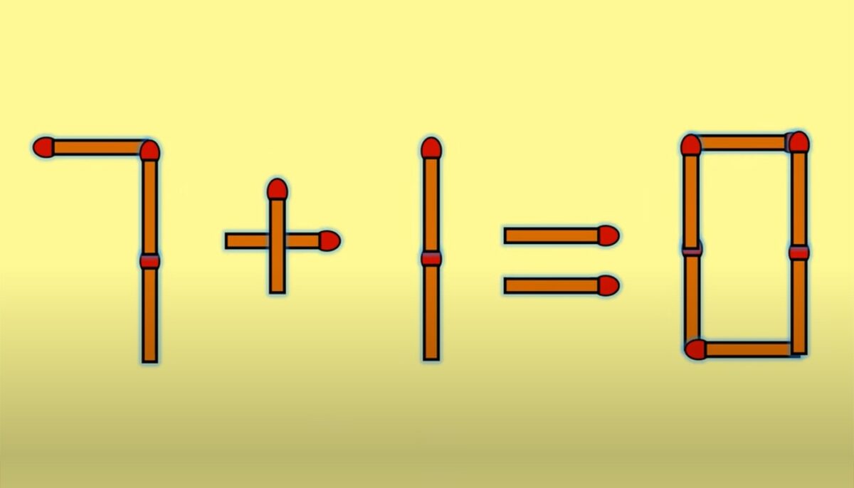 Test IQ cu chibrituri | Corectați 7 + 1 = 0, mutând un singur băț