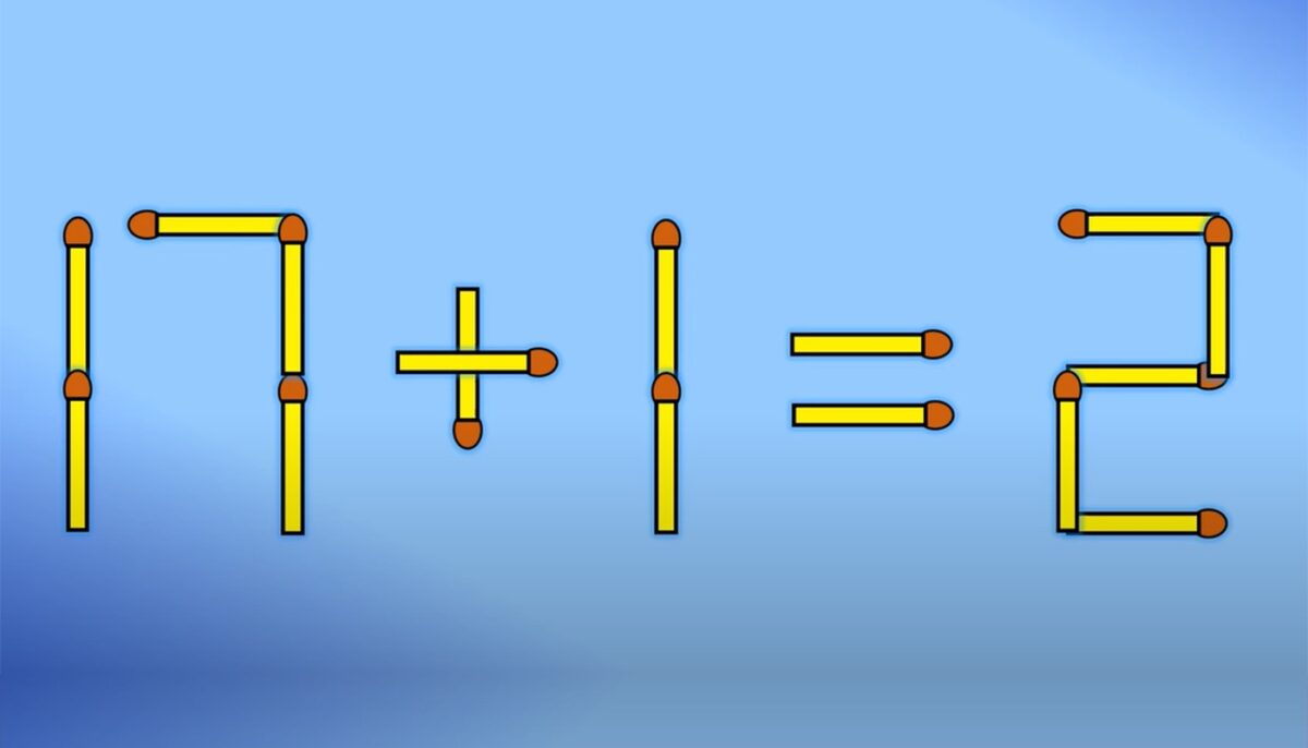 TEST IQ | 17+1=2 este greșit. Corectați egalitatea, mutând un singur chibrit