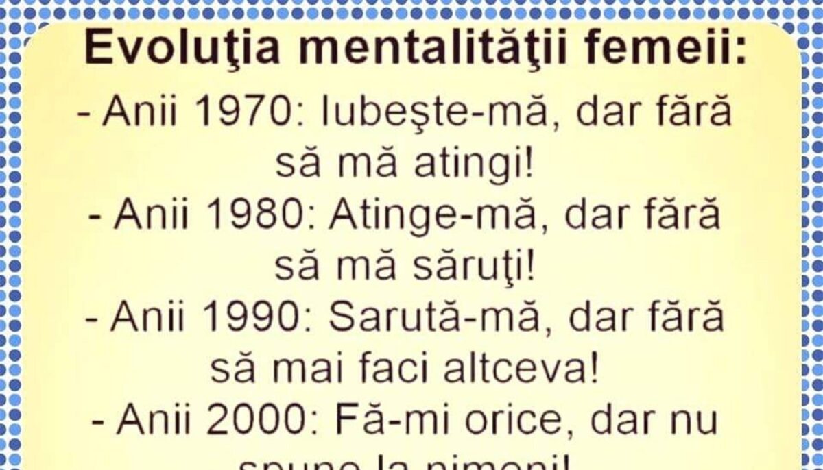 BANCUL ZILEI | Evoluția mentalității femeii