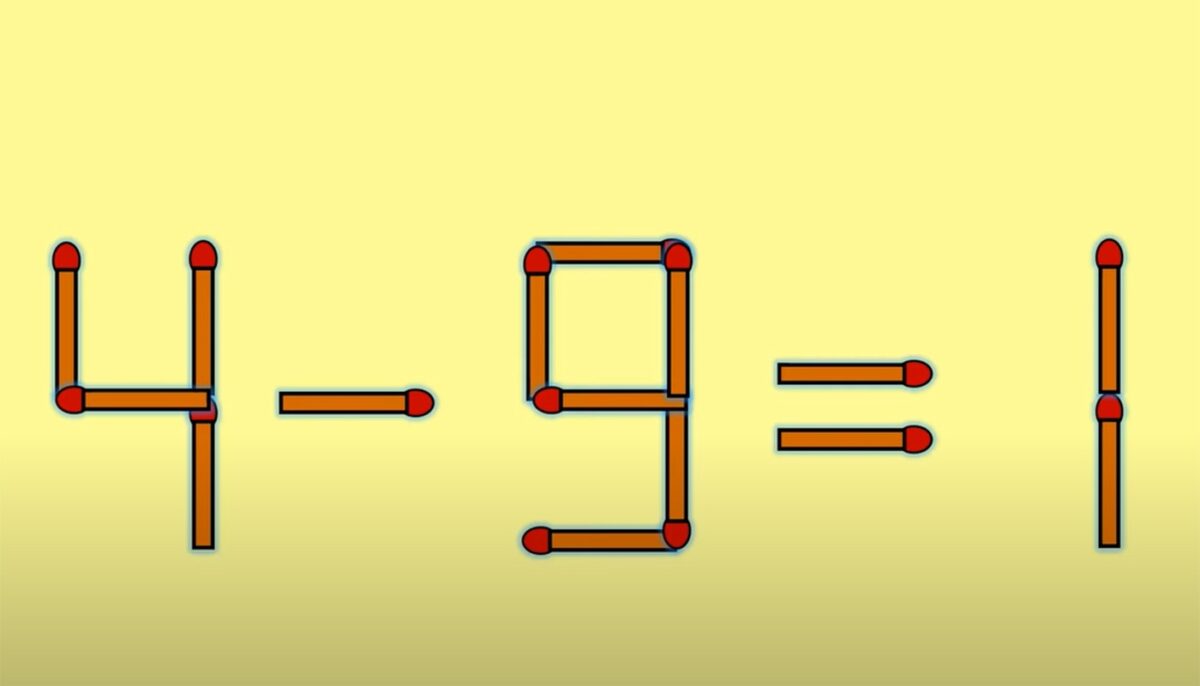 Test IQ cu chibrituri | Mutați un singur băț, pentru a corecta 4 – 9 = 1