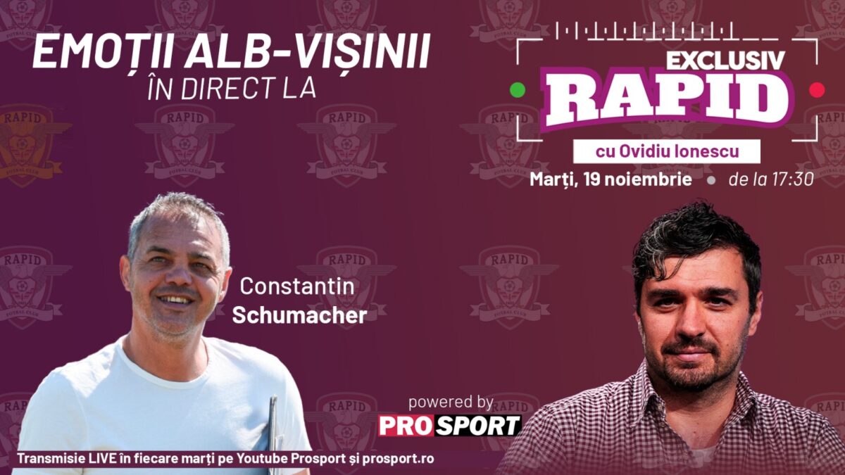 Ne pregătim de CFR Cluj – Rapid la „EXCLUSIV RAPID”, cu Schumi-gol, de la 17:30, LIVE, pe YouTube – ProSport