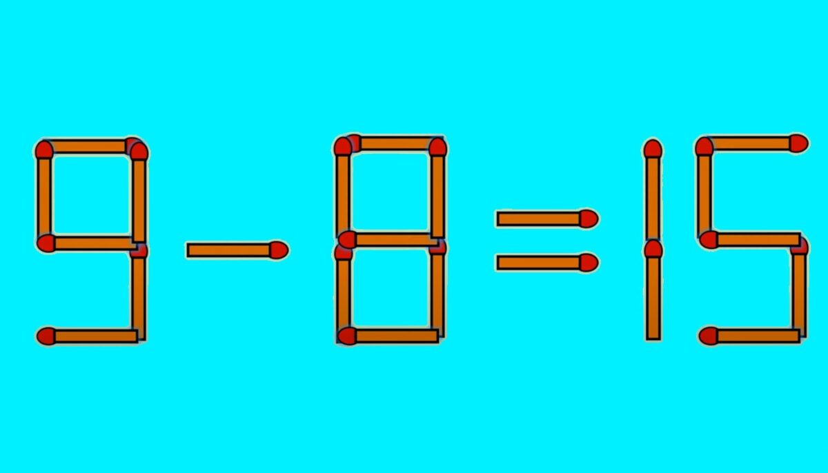 TEST IQ | 9 – 8 = 15 este greșit. Corectați egalitatea mutând un singur chibrit