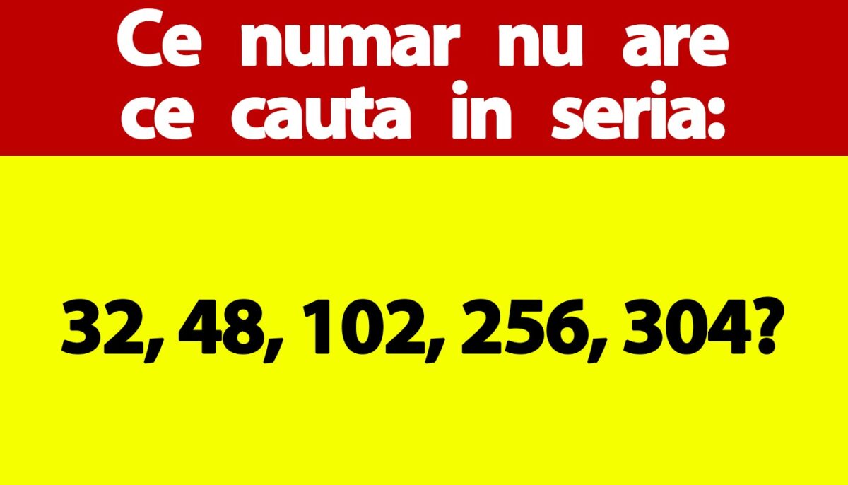 Test IQ exclusiv pentru genii | Ce număr nu are ce căuta în seria: 32, 48, 102, 256, 304?