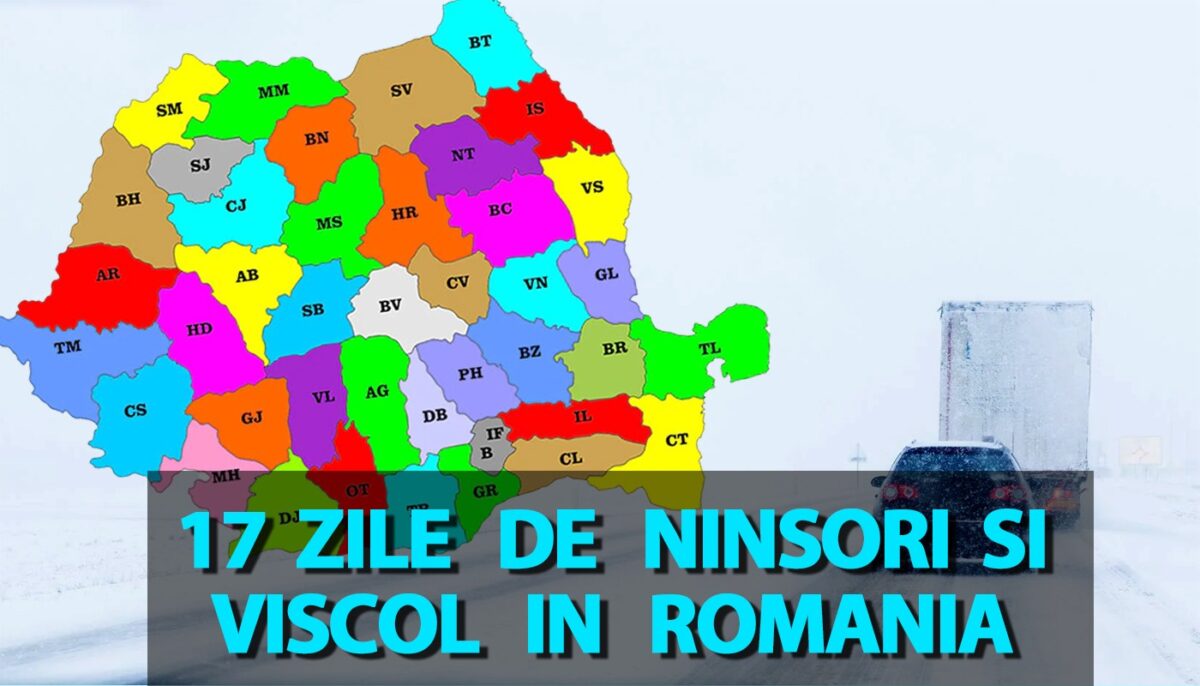 17 zile de viscol și ninsori în luna ianuarie, în România, potrivit meteorologilor EaseWeather