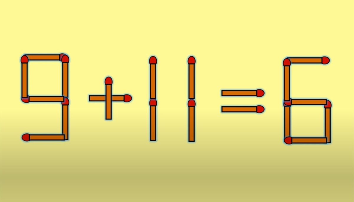 TEST IQ | Corectați 9 + 11 = 6, mutând un singur băț de chibrit