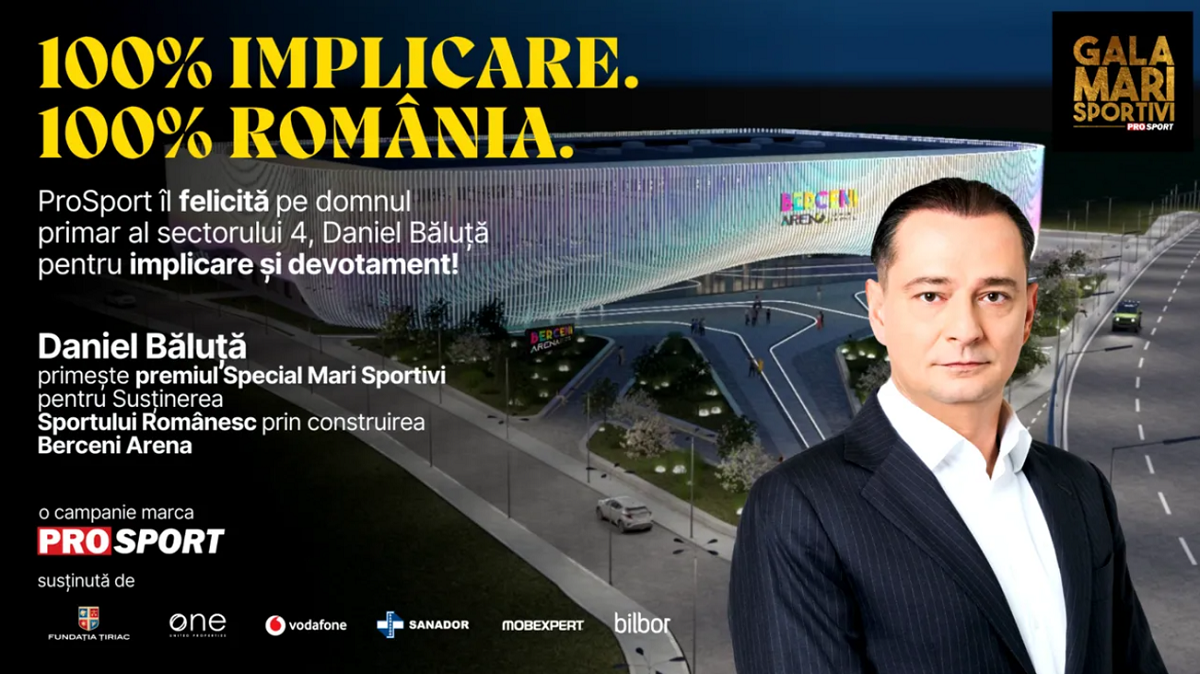 Daniel Băluță, premiat pentru Berceni Arena, la Gala Mari Sportivi 2024: „Sper să se nască noi campioni olimpici”