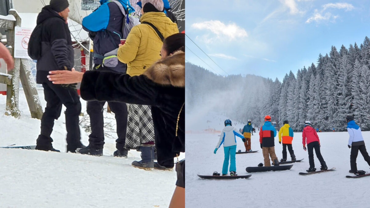 Nu e o glumă! Cum a venit îmbrăcată o tânără pe pârtia din Poiana Brașov. Turiștii au făcut ochii cât cepele!