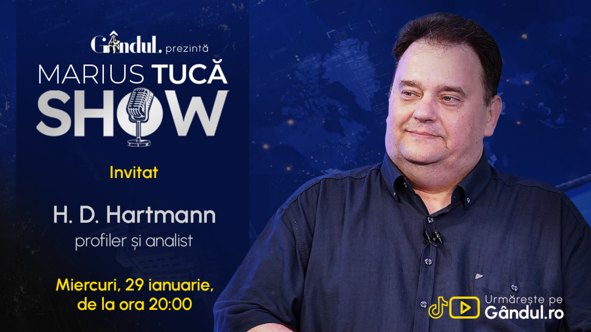 Marius Tucă Show începe miercuri, 29 ianuarie, de la ora 20.00, live pe Gândul. Invitat: H. D. Hartmann