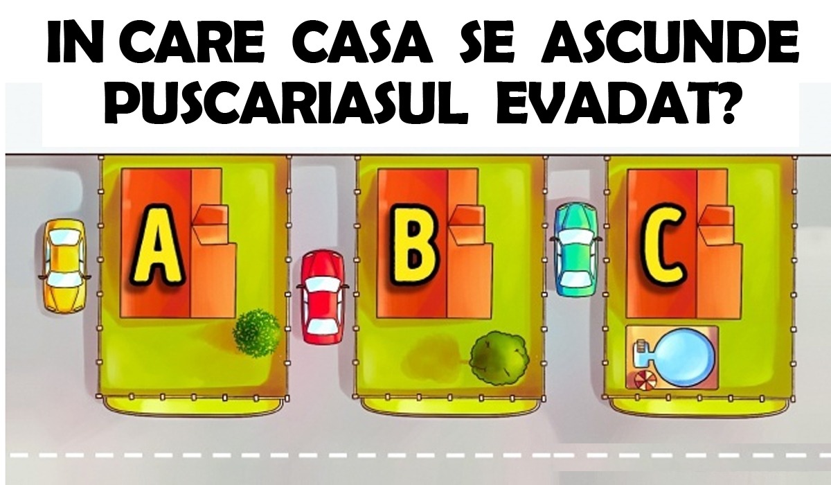 Test IQ exclusiv pentru genii | Un pușcăriaș a evadat și se ascunde într-una dintre aceste 3 case. În care?