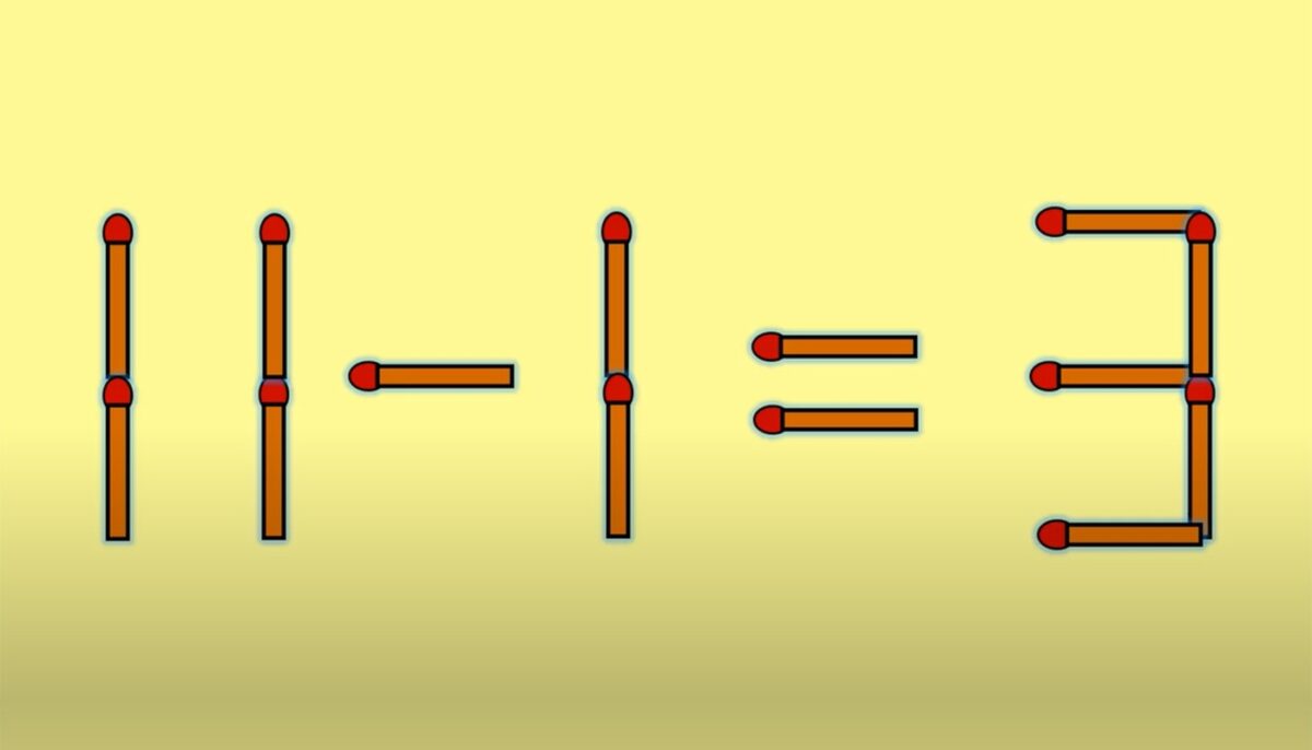 Test IQ cu chibrituri | Mutați un singur băț, pentru a corecta 11 – 1 = 3